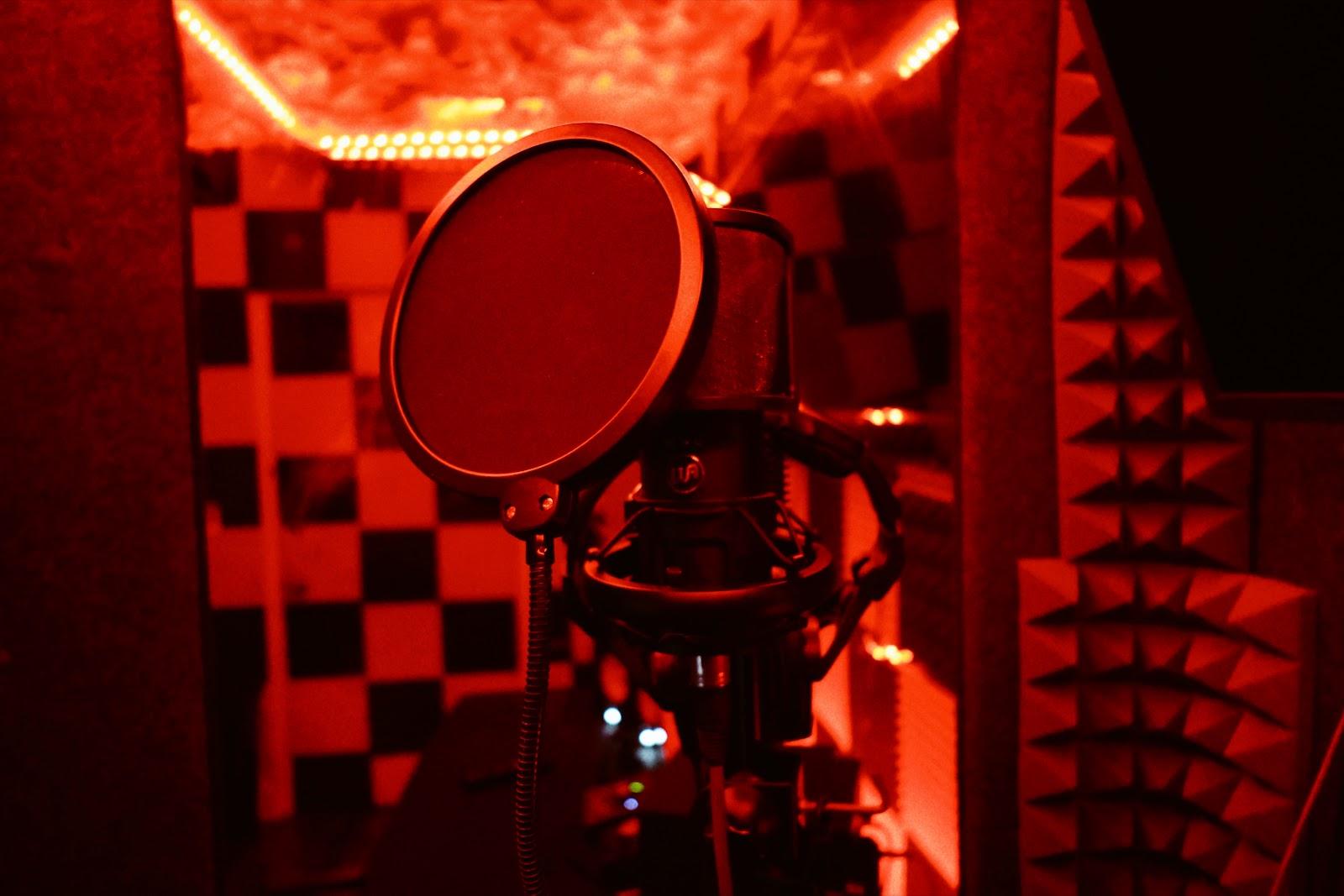 Microphone in the vocal booth at Stars International